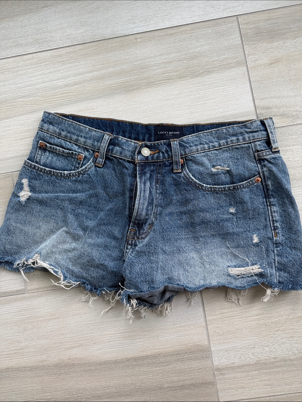 Lucky Brand Washed Blue Distressed Denim Cutoff Shorts